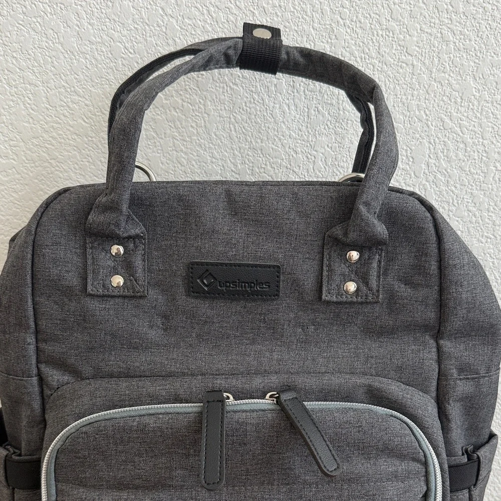 NWOT Dark Gray Canvas Baby Backpack - Upsimples